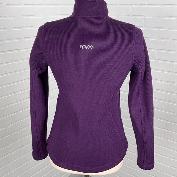 Spyder Jacket Women XSmall Purple Full Zip Heavy Knit Racing Moto Classic - Picture 4 of 13